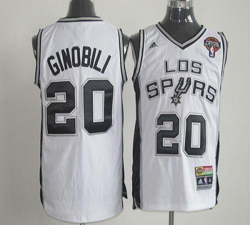 White Latin Nights Spurs #20 Manu Ginobili Stitched NBA Jersey